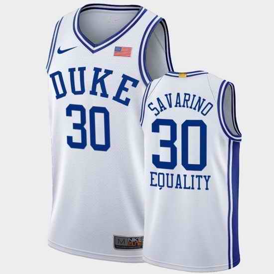 Men Duke Blue Devils Michael Savarino Equality College Basketball White Blm Social Justice Jersey